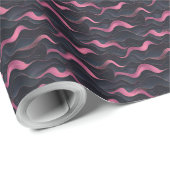Dunkles Minimalistisches Muster für Wavy Lines Geschenkpapier (Rolleneckpunkt)