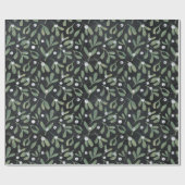 Dunkles Mistletoe Wrapping Paper Geschenkpapier (Flach)