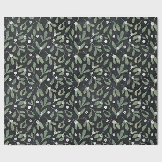Dunkles Mistletoe Wrapping Paper Geschenkpapier (Flach)