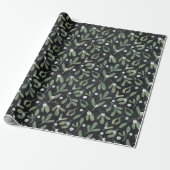 Dunkles Mistletoe Wrapping Paper Geschenkpapier (Ungerollt)