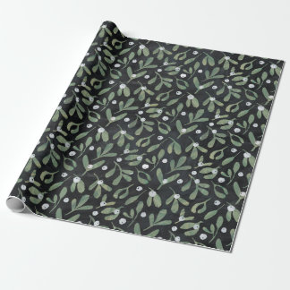 Dunkles Mistletoe Wrapping Paper Geschenkpapier