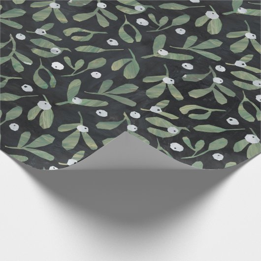 Dunkles Mistletoe Wrapping Paper Geschenkpapier (Ecke)
