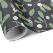Dunkles Mistletoe Wrapping Paper Geschenkpapier (Rolleneckpunkt)