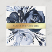 Dunkles modernes Blumen mit Imitat-Goldblick Quadratische Visitenkarte (Vorderseite)