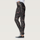 Dunkles modernes geometrisches Tulpen-Linienkunstm Leggings (Links)