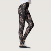 Dunkles modernes geometrisches Tulpen-Linienkunstm Leggings (Rechts)