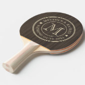 Dunkles modernes Holz Hochzeitsmonogramm Stern Tischtennis Schläger (Vorderseite)