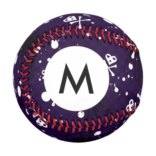 Dunkles Monogramm Emo Muster mit Paint Baseball (Vorderseite Links)