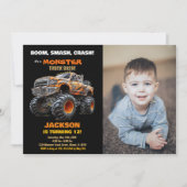 Dunkles Monster Truck Birthday Einladungen Foto (Vorderseite)