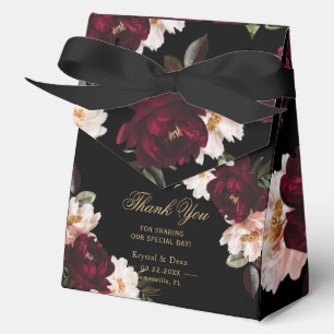 Dunkles Moody Burgunderrot Schwarze Florale Hochze Geschenkschachtel
