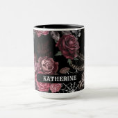 Dunkles moody Gothic florales schwarzes Brautparty Tasse (Zentrum)