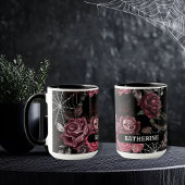 Dunkles moody Gothic florales schwarzes Brautparty Tasse