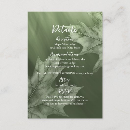 dunkles Moosgrün mit Akzenten der Ahorn-Blätter Begleitkarte (Vorderseite)