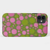 Dunkles Moosgrün u. dunkle rosa Tupfen Case-Mate iPhone Hülle (Rückseite (Horizontal))