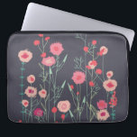 Dunkles Muster Laptopschutzhülle<br><div class="desc">Moderne Bohemische botanische Kunst. Hübsche bohobolde lockere rosa Blumenmalerei auf dunkelgrauem Hintergrund. Originelle Kunst von Nic Squirrell.</div>