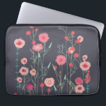 Dunkles Muster Laptopschutzhülle<br><div class="desc">Moderne Bohemische botanische Kunst. Hübsche bohobolde lockere rosa Blumenmalerei auf dunkelgrauem Hintergrund. Originelle Kunst von Nic Squirrell.</div>