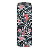 Dunkles Muster mit Blume Thermosbecher (Rückseite)