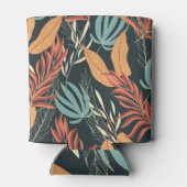 Dunkles Muster tropischer exotischer Pflanze Dosenkühler (Rückseite)