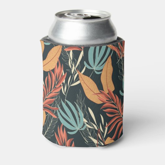 Dunkles Muster tropischer exotischer Pflanze Dosenkühler (Kanne Rückseite)