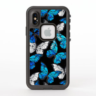 Dunkles Nahtloses Muster mit blauen Schmetterlinge