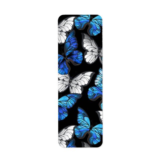Dunkles Nahtloses Muster mit blauen Schmetterlinge (Vorne)