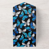 Dunkles Nahtloses Muster mit blauen Schmetterlinge All In One Einladung (Außenbereich)