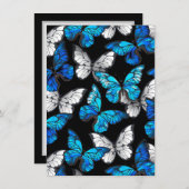 Dunkles Nahtloses Muster mit blauen Schmetterlinge Ankündigung (Vorne/Hinten)