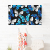 Dunkles Nahtloses Muster mit blauen Schmetterlinge Banner (Insitu)