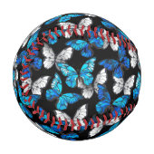 Dunkles Nahtloses Muster mit blauen Schmetterlinge Baseball (Vorderseite Links)