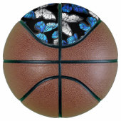 Dunkles Nahtloses Muster mit blauen Schmetterlinge Basketball (Rechts)