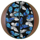 Dunkles Nahtloses Muster mit blauen Schmetterlinge Basketball (Vertikal)