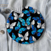 Dunkles Nahtloses Muster mit blauen Schmetterlinge Button (Beispiel)