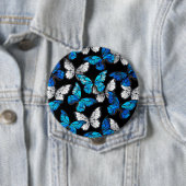 Dunkles Nahtloses Muster mit blauen Schmetterlinge Button (Beispiel)