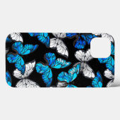 Dunkles Nahtloses Muster mit blauen Schmetterlinge Case-Mate iPhone Hülle (Rückseite (Horizontal))