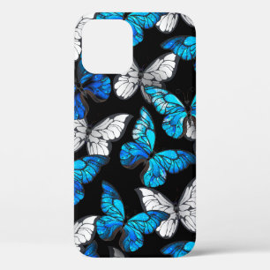 Dunkles nahtloses Muster mit blauen Schmetterlinge Case-Mate iPhone Hülle
