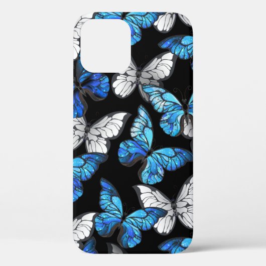 Dunkles Nahtloses Muster mit blauen Schmetterlinge Case-Mate iPhone Hülle (Rückseite)