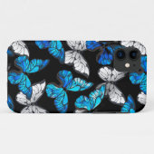 Dunkles Nahtloses Muster mit blauen Schmetterlinge Case-Mate iPhone Hülle (Rückseite (Horizontal))