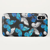 Dunkles Nahtloses Muster mit blauen Schmetterlinge Case-Mate iPhone Hülle (Rückseite (Horizontal))