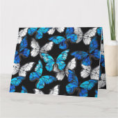 Dunkles Nahtloses Muster mit blauen Schmetterlinge Dankeskarte (Rückseite)