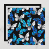 Dunkles Nahtloses Muster mit blauen Schmetterlinge Dankeskarte (Vorne/Hinten)