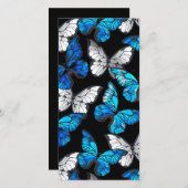 Dunkles Nahtloses Muster mit blauen Schmetterlinge Dankeskarte (Vorne/Hinten)