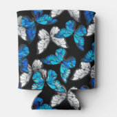 Dunkles Nahtloses Muster mit blauen Schmetterlinge Dosenkühler (Rückseite)