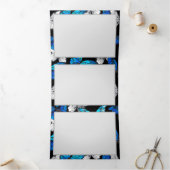 Dunkles Nahtloses Muster mit blauen Schmetterlinge Dreifach Gefaltete Karte (Innenseite)