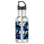 Dunkles Nahtloses Muster mit blauen Schmetterlinge Edelstahlflasche (Rückseite)