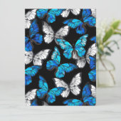 Dunkles Nahtloses Muster mit blauen Schmetterlinge Einladung (Stehend Vorderseite)