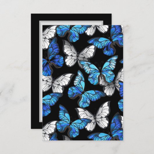 Dunkles Nahtloses Muster mit blauen Schmetterlinge Einladung (Vorne/Hinten)