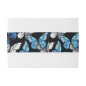 Dunkles Nahtloses Muster mit blauen Schmetterlinge Einladungsbanderole (Rückseitenbeispiel)