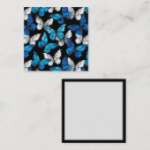 Dunkles Nahtloses Muster mit blauen Schmetterlinge Empfehlungskarte (Vorne/Hinten)