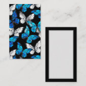 Dunkles Nahtloses Muster mit blauen Schmetterlinge Empfehlungskarte (Vorne/Hinten)