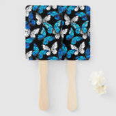 Dunkles Nahtloses Muster mit blauen Schmetterlinge Fächer (Vorne und Hinten)